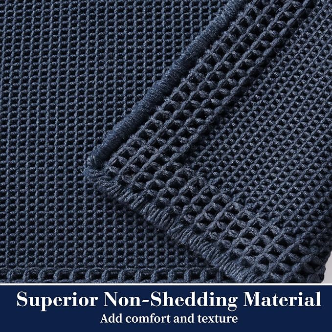 RESARE Waffle Bath Mat for Bathroom, Non Slip Bathroom Rugs 18"x30" Navy | - Image 2