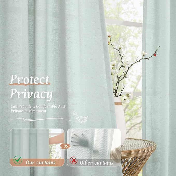 Light Blue Linen Curtains 72 inch Length - Image 5