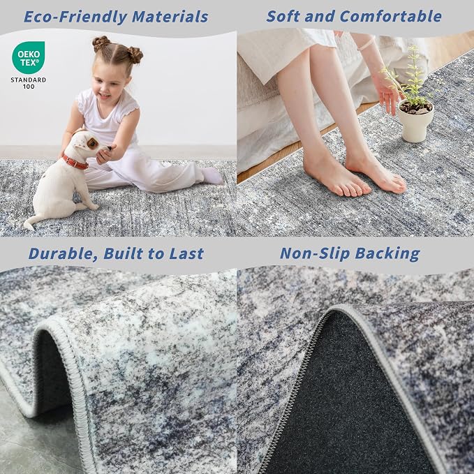 Kitchen Rug Set 4-Piece with Runner – Washable Non-Slip Floor Mats - Image 5