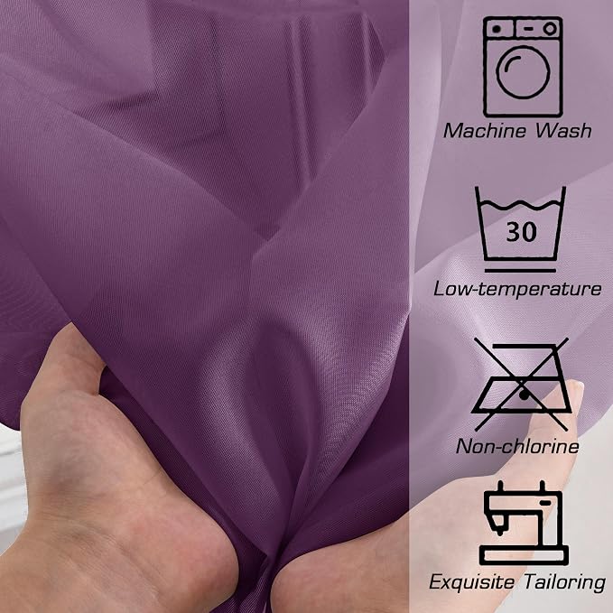 Plum Sheer Curtains, Sheer Curtains 84 Inches Long 2 Panels Set, Rod Pocket - Image 6