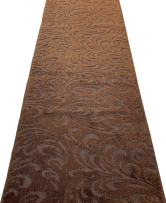 Custom Length Hallway Runner Rug, Slip Resistant, Floral Brown, 26 Inch X 27 - Image 6