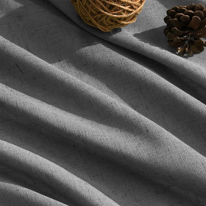 Blazer Grey Curtain Linen Blend Light Filtering Back Tab Curtains 96 Inches Long - Image 5
