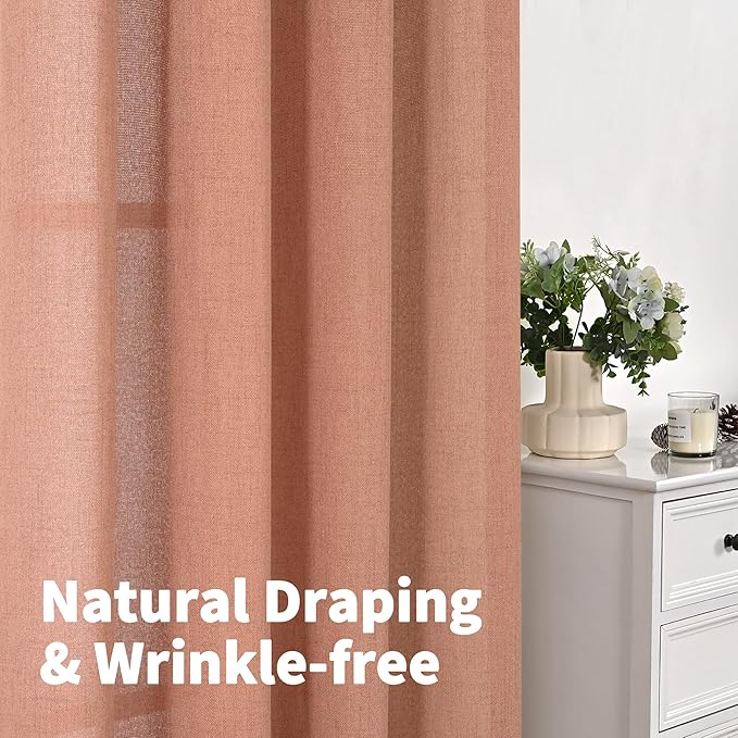 YoungsTex Terracotta Linen Curtains 95 Inch Length - Image 5