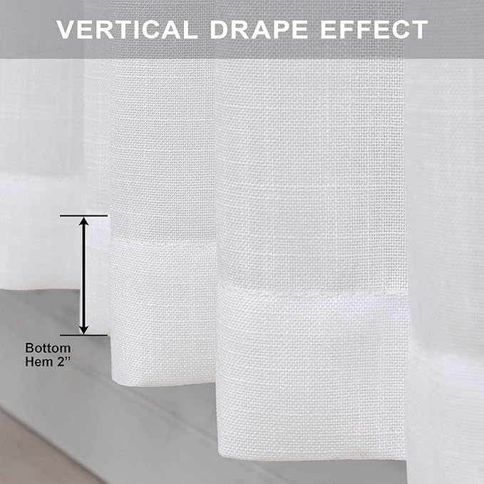 Pitalk White Semi Sheer Curtains 36 Inch Wide - Image 7