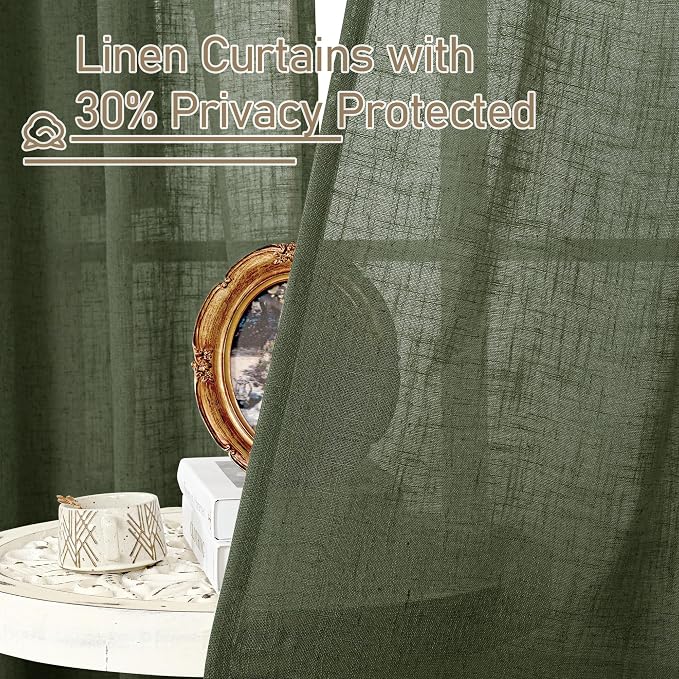 Sheer Linen Curtains 40 inch Long - Image 5