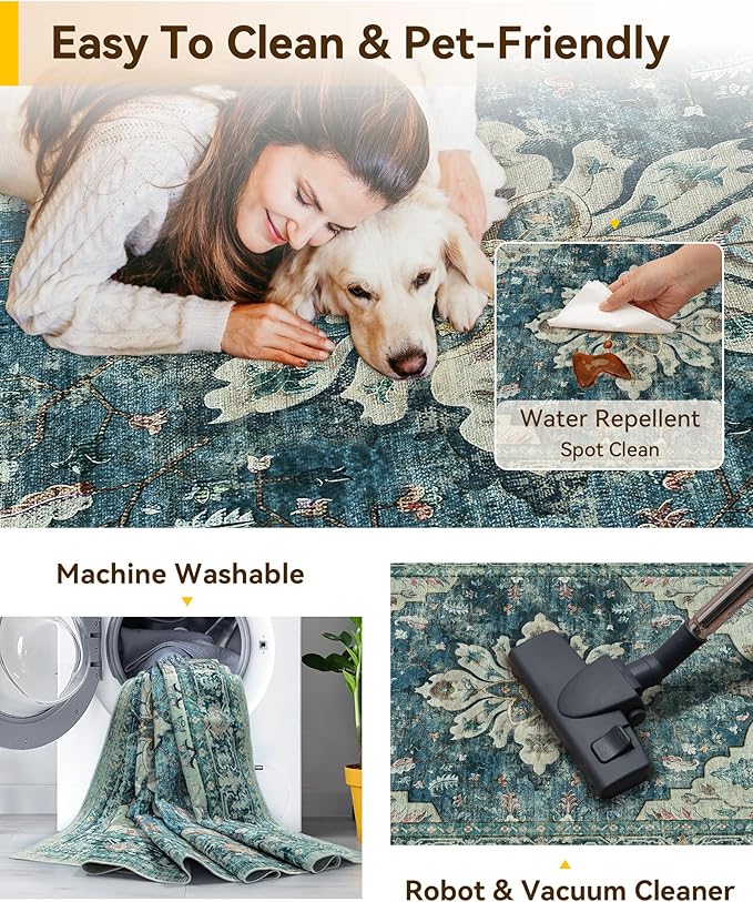 RELEANY Washable Area Rug, Small 2'6"x4', Water Repellent, Pet Friendly - Image 4