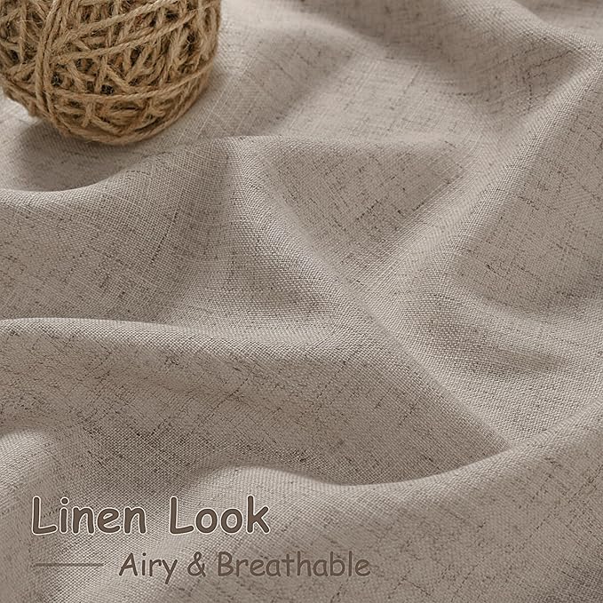 Ecru Linen Curtains for Living Room 126 Inches Long Light Filtering Semi Sheer - Image 3