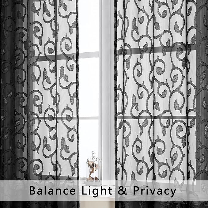 Furman Sheer Curtains Tiers 36 inch Length 2 Panels Set - Image 3
