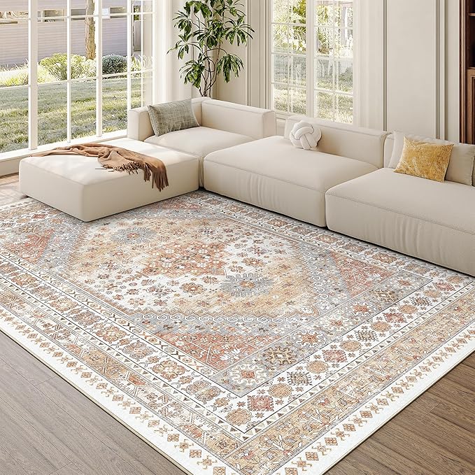 7x9 Area Rugs for Living Room, Large Washable Rug, Dining Room, Low Pile - Image 4