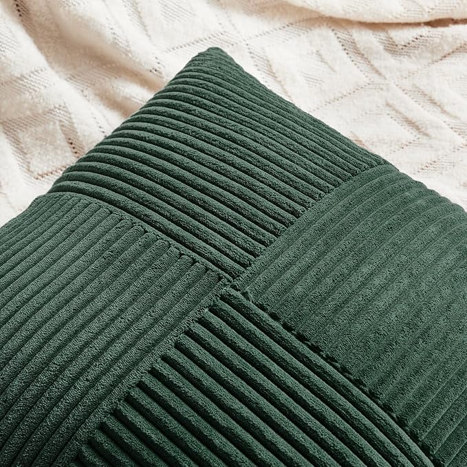 Fancy Homi Set of 2 Dark Green Decorative Throw Pillow Covers 20x20 Inch - Image 4