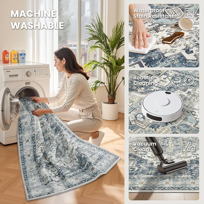 10x14 Area Rugs for Living Room, Large Washable Rug, Dining Room, Low Pile - Image 5