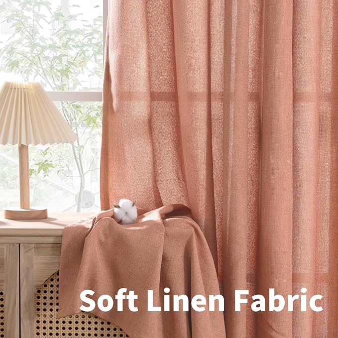 YoungsTex Terracotta Linen Curtains 95 Inch Length - Image 7