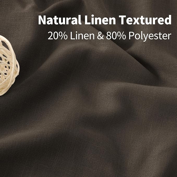 YoungsTex Brown Linen Semi Sheer Curtains 72 Inch Length - Image 4