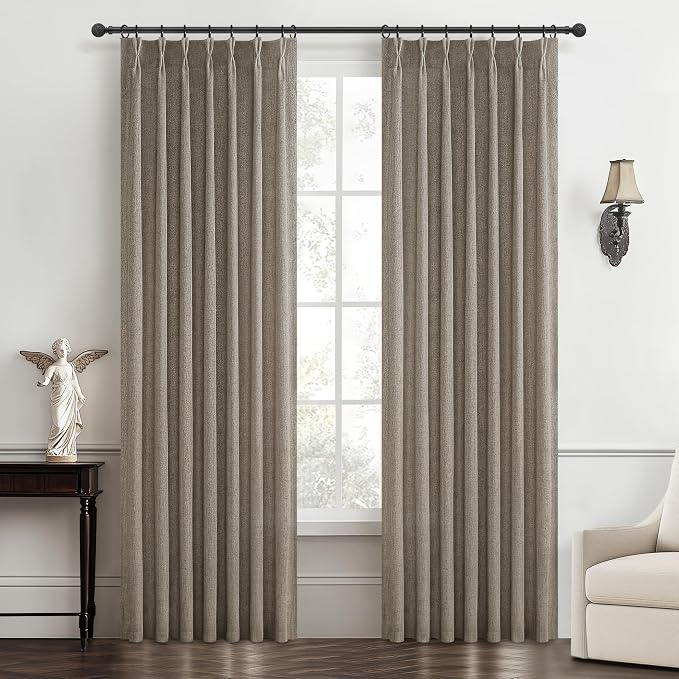 Pinch Pleated Natural Linen Sheer Curtains 84 Inches Long by PleatedDrapes
