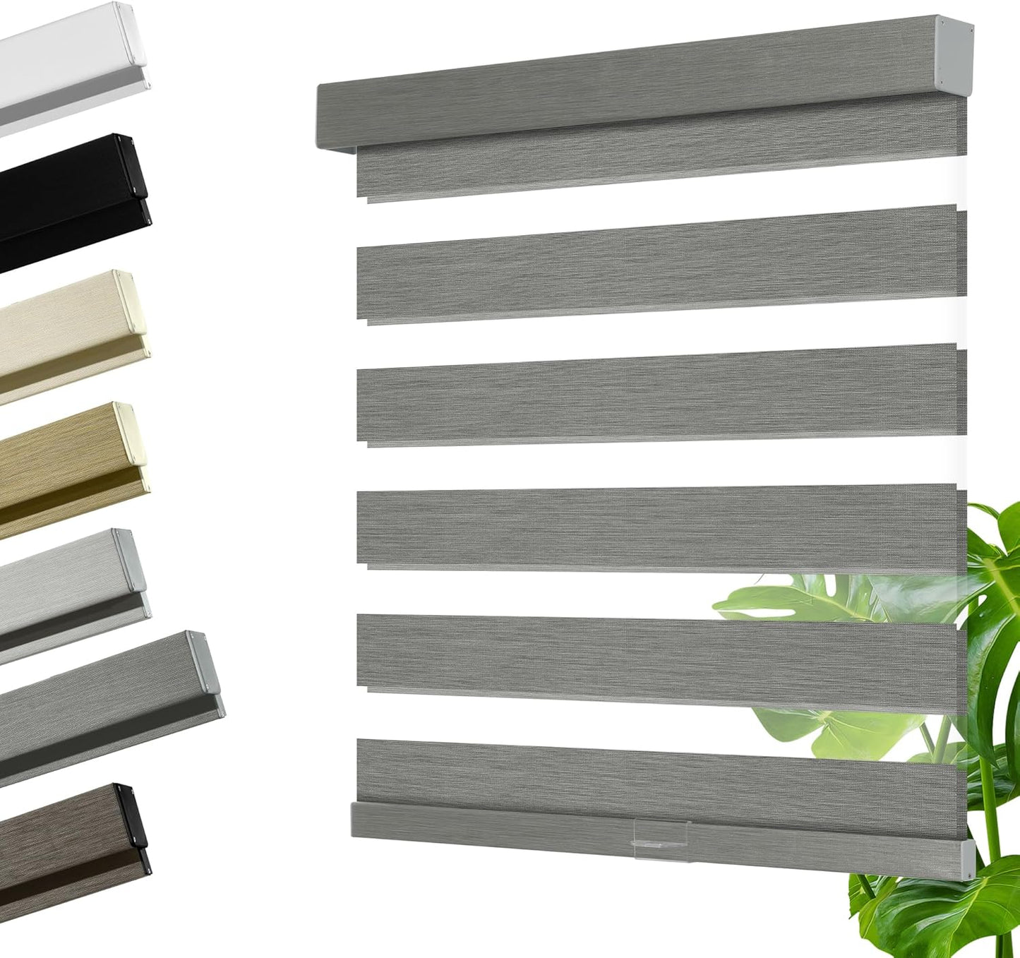 Cordless Zebra Blinds for Windows, Blackout Interior Blinds,Easy to Install,UV Protection,for Offices and Home,Custom Roller Shades, Mousse Grey,40" W x 72" H