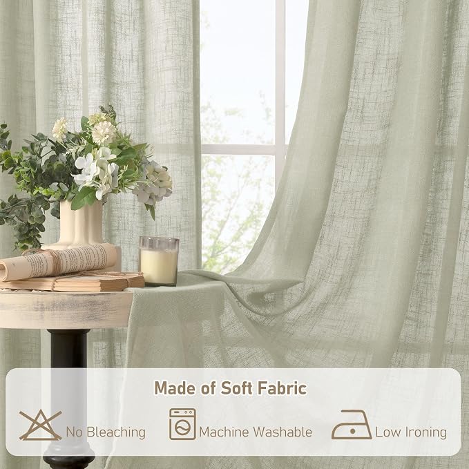 96 Inch Long Sheer Linen Curtains - Image 9