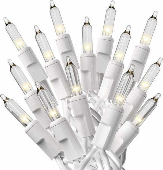 PREXTEX 200 Count Clear Christmas Lights - 40 ft Warm White Xmas Lights String Bulbs with White Wire for Indoor and Outdoor Holiday Decor, Trees and More