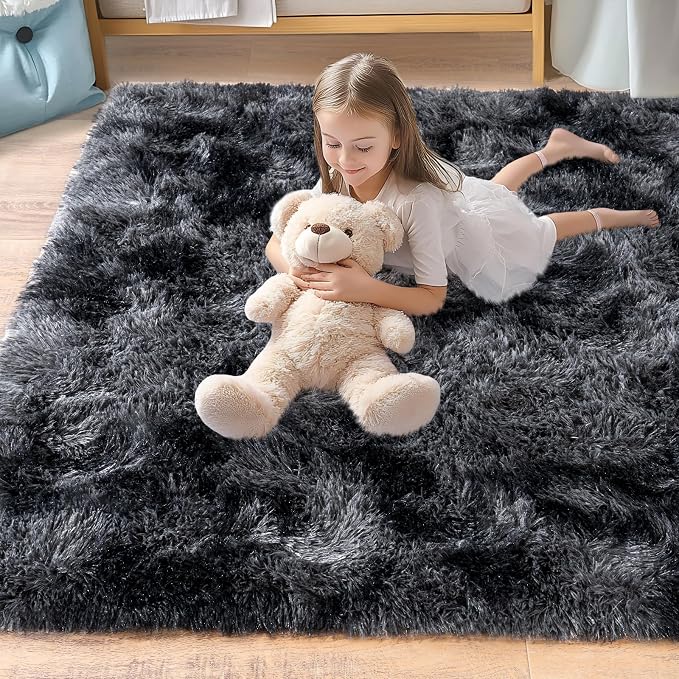 Pionblank Large Area Rug for Living Room 10x14, Fluffy Shag Rug, Dark Grey | - Image 7