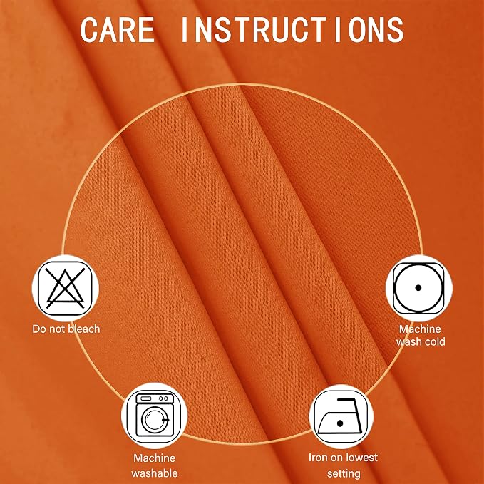 Orange Blackout Curtains 52 x 63 Inch Length/Set of 2 Curtain Panels/Thermal - Image 4