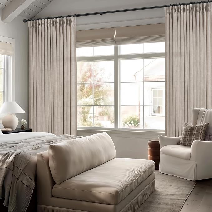 Greyish Brown Pleated 90 Inch Bedroom Curtains 2 Panels Set, Memory Shape Pinch - Image 6