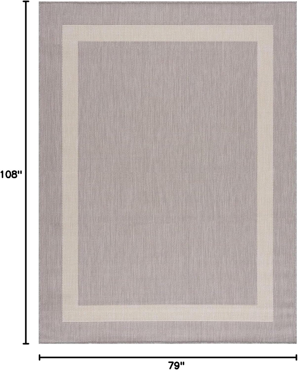 CAMILSON Outdoor Rug 6x9,Modern Outside Rugs for Patios Porches Waterproof Durable Washable Non-Shedding, Easy-to-Clean Indoor Outdoor Area Carpet (6 x 9, Bordered - Gray/White)