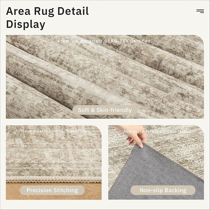 Soalmost Washable 3x20 Hallway Runner Rug Non-Slip Kitchen Entry Rugs Brown | - Image 6