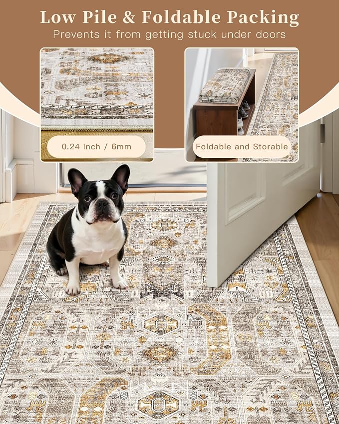 Madane 5x7 Area Rugs for Living Room, Non-Slip Washable Rug, Soft Low Pile - Image 6