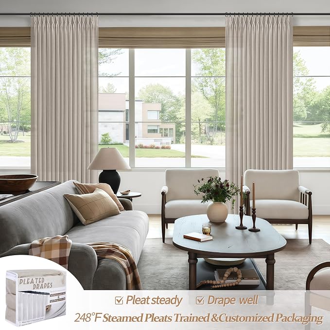 Extra Long 144 Inch Greyish Brown Light Filtering Tall Curtains - Image 6
