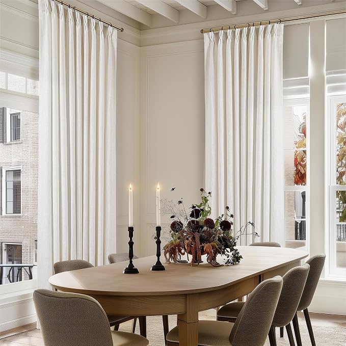 Natural Extra Wide 60 Inch Width Pinch Pleated 84 Inch Curtains | Thick Linen - Image 7