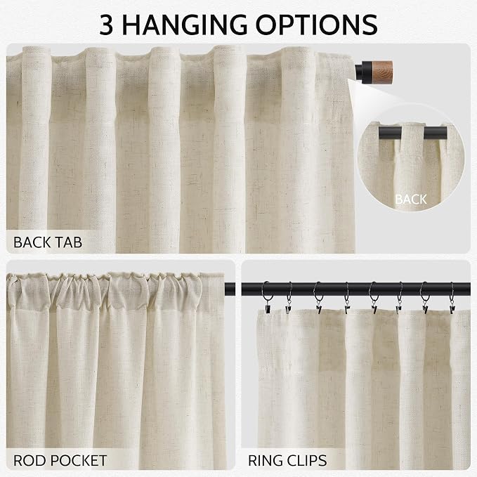 Vanilla Linen Curtains 120 Inches Long - Image 2