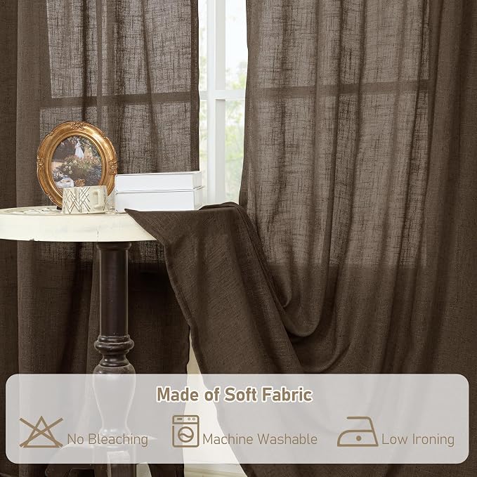 Linen Curtains 63 Inch Length 2 Panels - Image 8