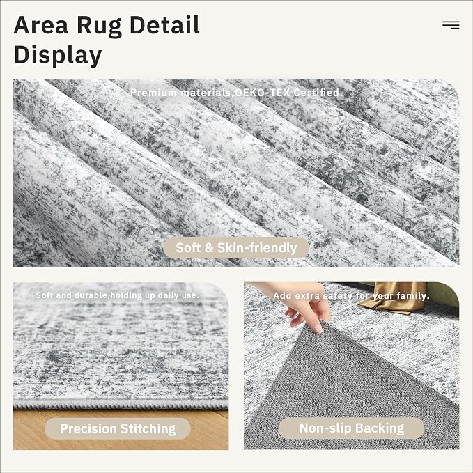 Soalmost Washable Hallway Runner Rug 4x8 Kitchen Entry Rugs Non-Slip, Foldable - Image 6