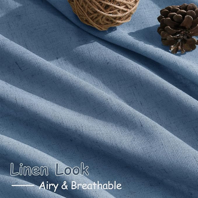 Stone Blue Linen Curtains 120 Inch Extra Long - Image 3