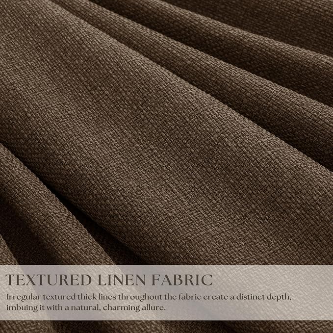 100% Blackout Pinch Pleat Linen Curtains Dutch Cocoa Brown 100 Inch Length | - Image 2