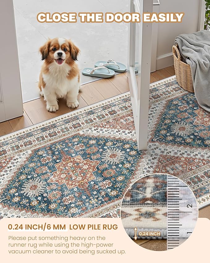 3x5 Washable Area Rug for Entryway Non Slip Kitchen Rugs, Floral Soft Living - Image 6