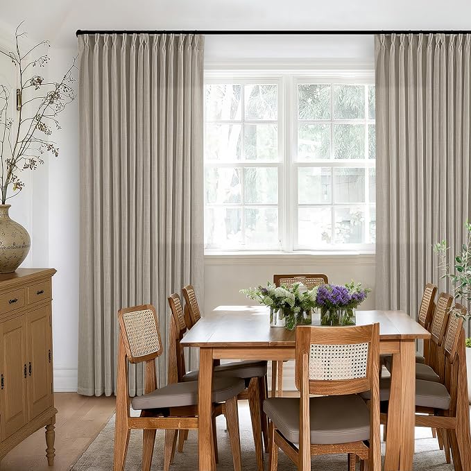 102 Inch Long Curtains Pinch Pleat Linen Curtains Burlywood Birch | Tan Brown - Image 6