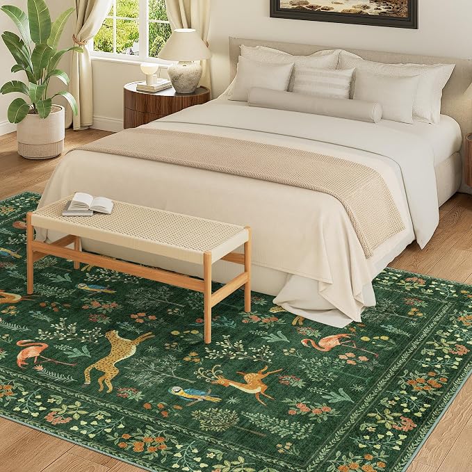 DUKINO 6x9 Area Rug, Washable Animal Living Room Rug Non Slip, Low Pile - Image 4