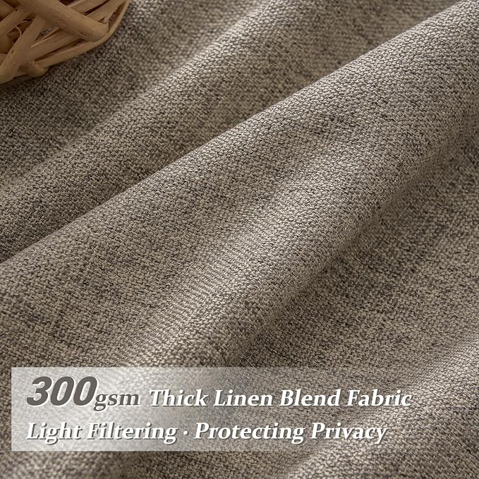 Extra Short 45 Inch Dark Flax Light Filtering Kitchen Curtains 2 Panels Set - Image 2