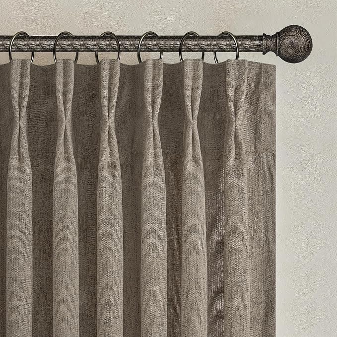 Extra Short 45 Inch Dark Flax Light Filtering Kitchen Curtains 2 Panels Set by PleatedDrapes