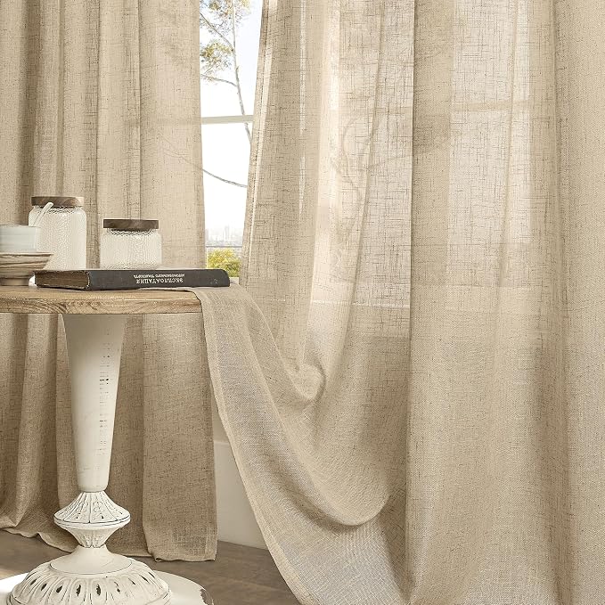 Kitchen Linen Curtains 40 Inch Length, Soft Thick Light Filtering Bronze - Image 8