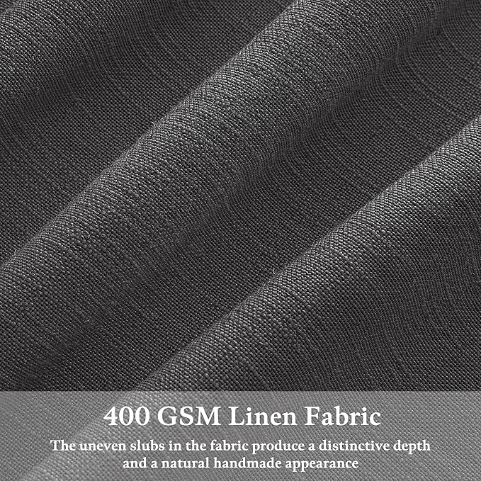 Semi Sheer Linen Blend Pinch Pleated Charcoal Grey Curtains 72 Inch Long | - Image 3