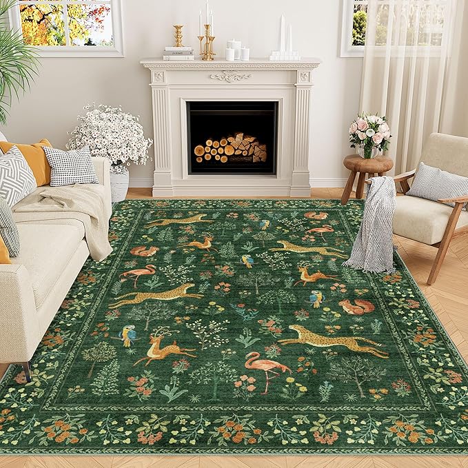 DUKINO 6x9 Area Rug, Washable Animal Living Room Rug Non Slip, Low Pile by DUKINO