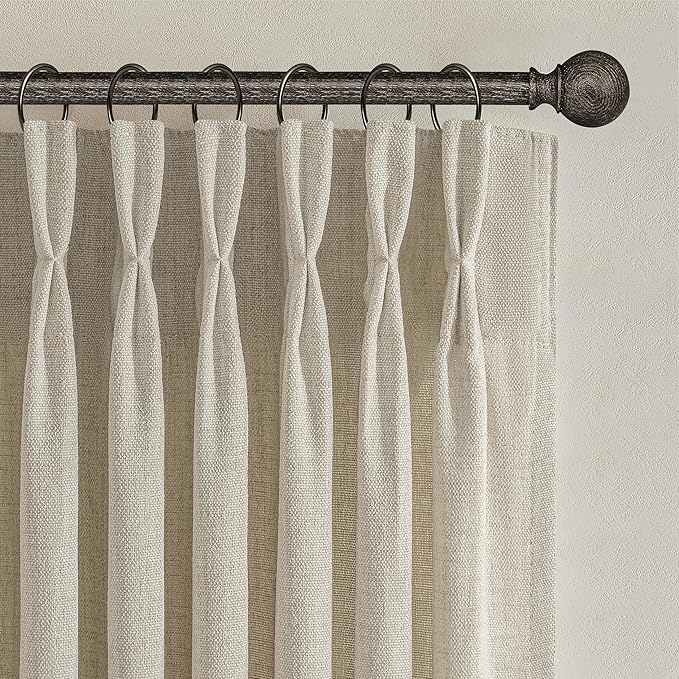 Memory Trained Pinch Pleated Linen Sheer Warm Beige Curtains 84 Inch Length | - Image 7