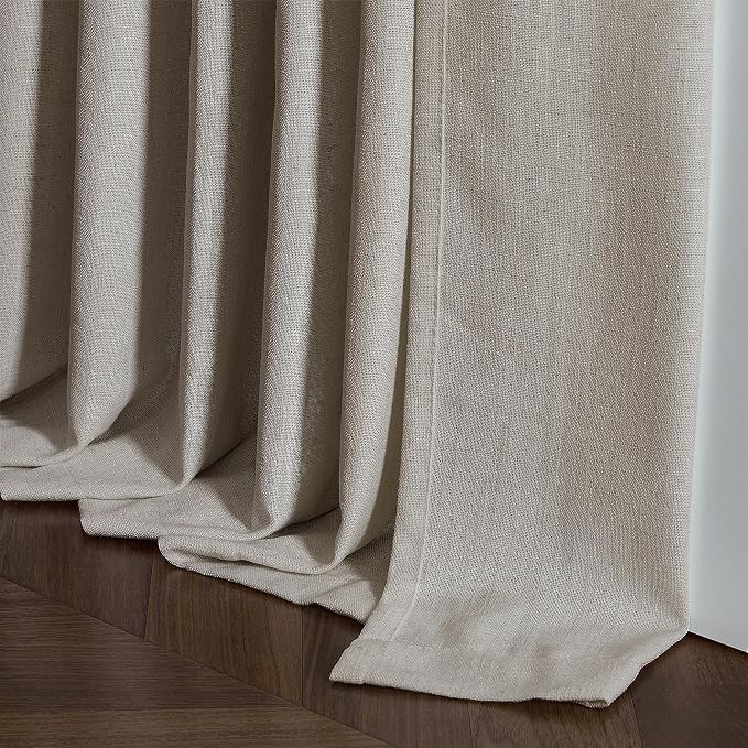 102 Inch Long Curtains Pinch Pleat Linen Curtains Burlywood Birch | Tan Brown - Image 9