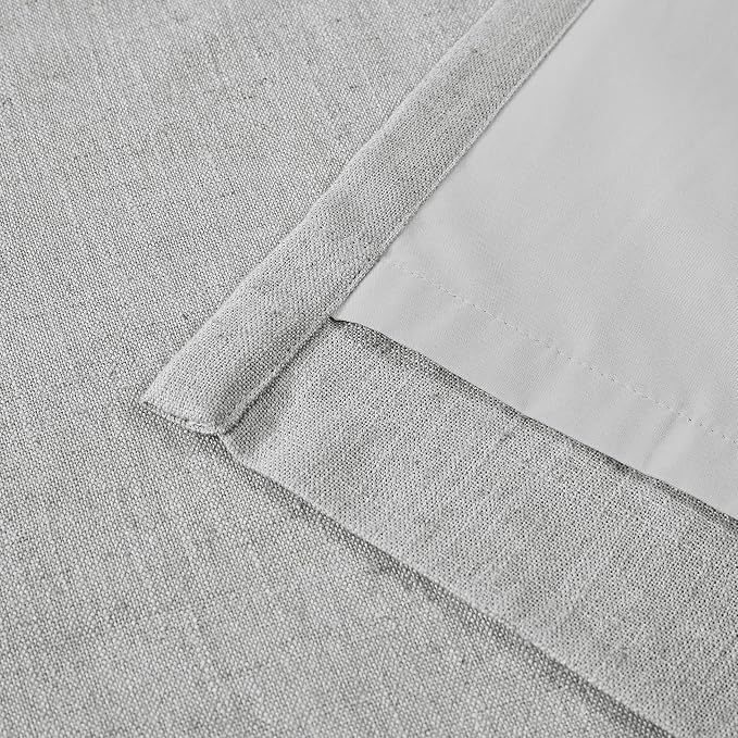 Vision Home Light Gray Pinch Pleated Full Blackout Curtains Linen Blended - Image 6