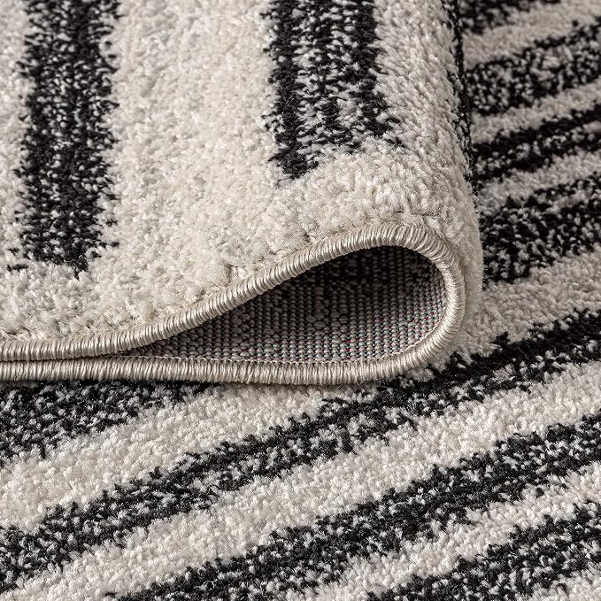 JONATHAN Y Khalil Modern Berber Stripe Cream/Black 7' Round Indoor Area Rug - Image 6