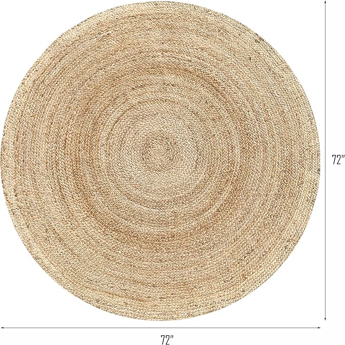 Hausattire Jute Braided Round Rug, 6 ft | 100% natural jute, hand woven - Image 2