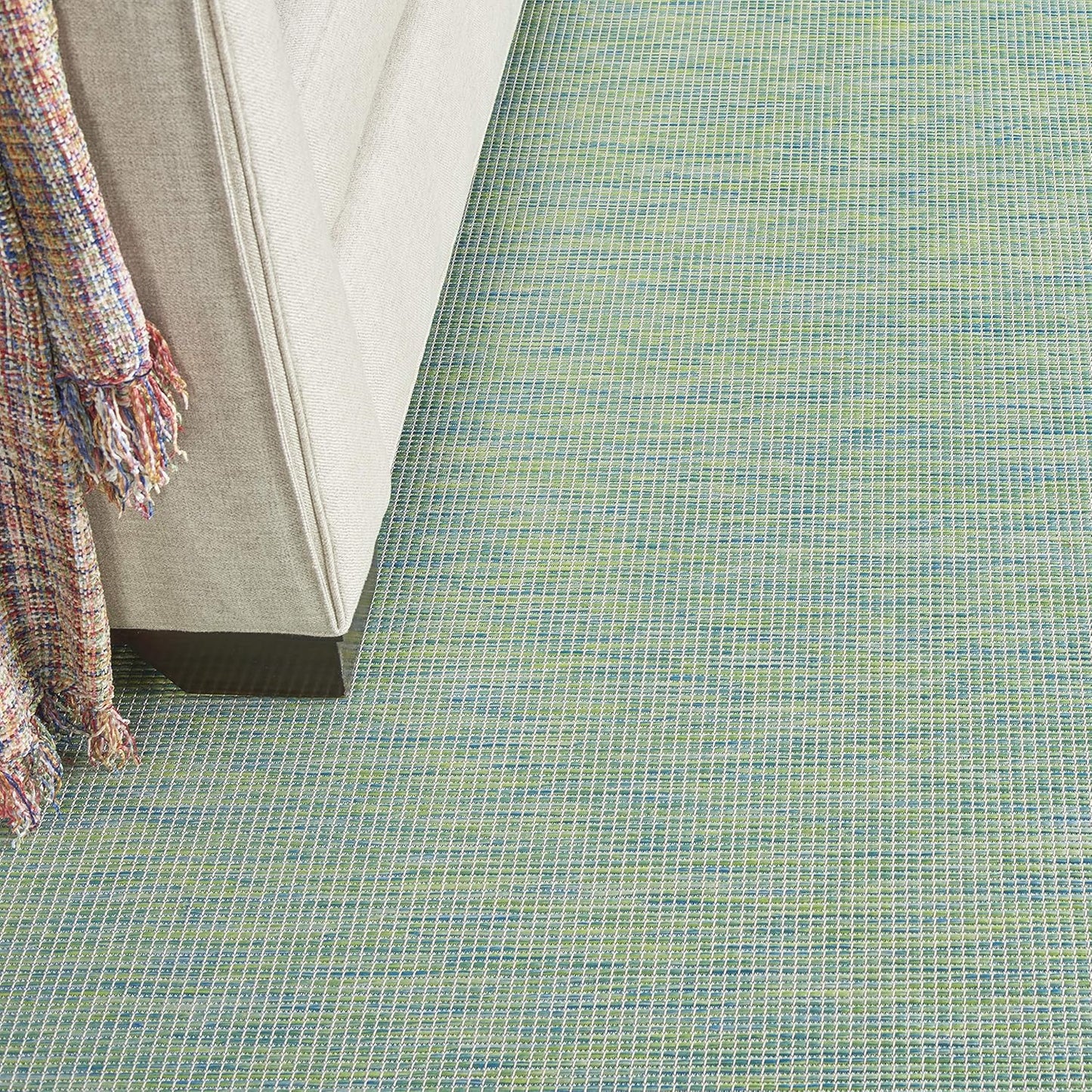 Nourison Positano Indoor/Outdoor Blue/Green 7' x 10' Area Rug, Easy Cleaning, Non Shedding, Bed Room, Living Room, Dining Room, Backyard, Deck, Patio (7x10)