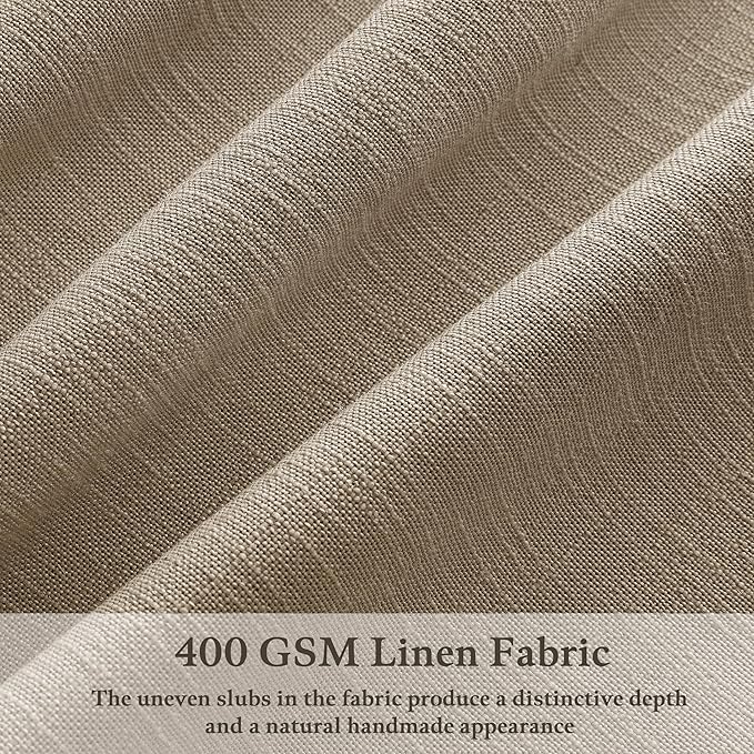 108 Inch Camel Tan Pleated Linen Light Filtering Country Curtains 50WxL108 | - Image 3