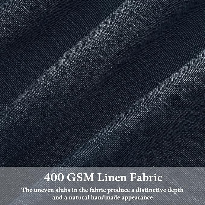 Navy Blue Pinch Pleated Linen Semi Sheer Curtains 63 Inches Long | Navy Linen - Image 3
